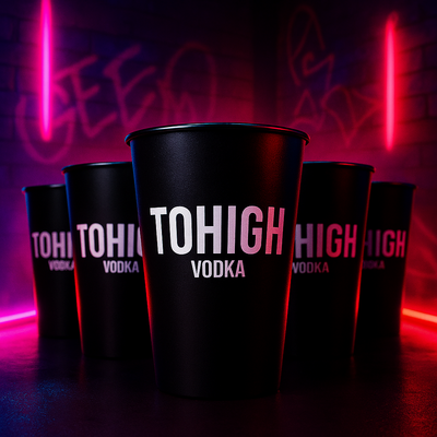 TOHIGH VODKA 6er Becher Set – frech, schwarz und bereit für Eskalation. Perfekt für Shots ohne Niveauverlust.